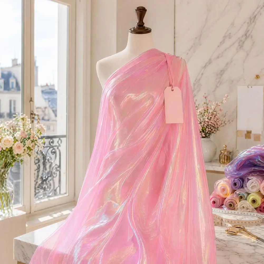 Schillernder Organza-Stoff 150 cm Breit Holografische Transparente Gaze-Organza für Fotografie-Hintergründe DIY Kleiderherstellung & Basteln
