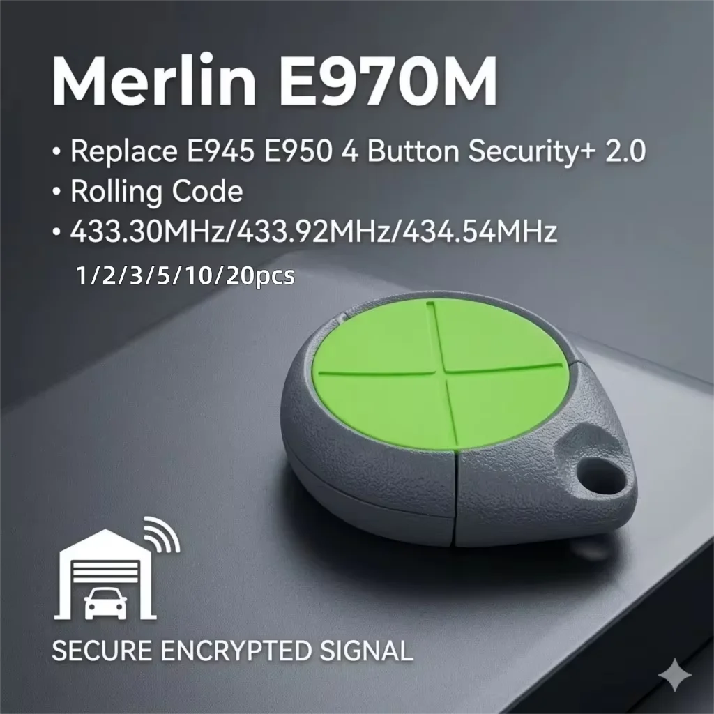 For Merlin E970M Garage Door Remote E945 E950 4 Button Security+ 2.0 Roller Door Gate Operator Opener Rolling Code