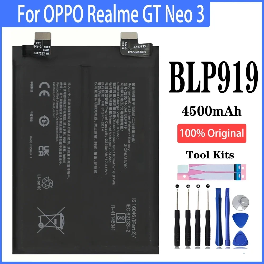 

100% Original BLP919 4500mAh Battery For OPPO Realme GT Neo 3 Phone Replacement With Tools