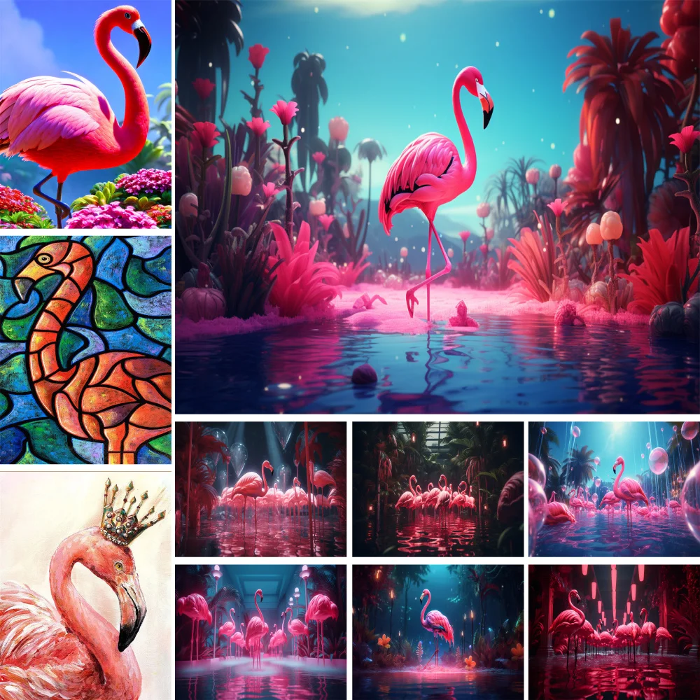 Juego de pintura por números de pájaros y flamencos, pinturas al óleo de 50x70, pintura por números, nuevo diseño para adultos, artesanía