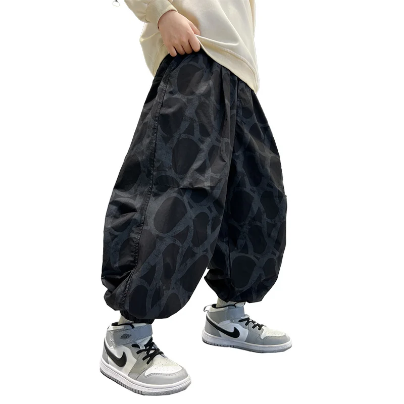 

Korean Children Loose Style Spring Polyester Pants With Print For Boys New Casual Baggy Trousers Kids Fashion New Spring Clothes