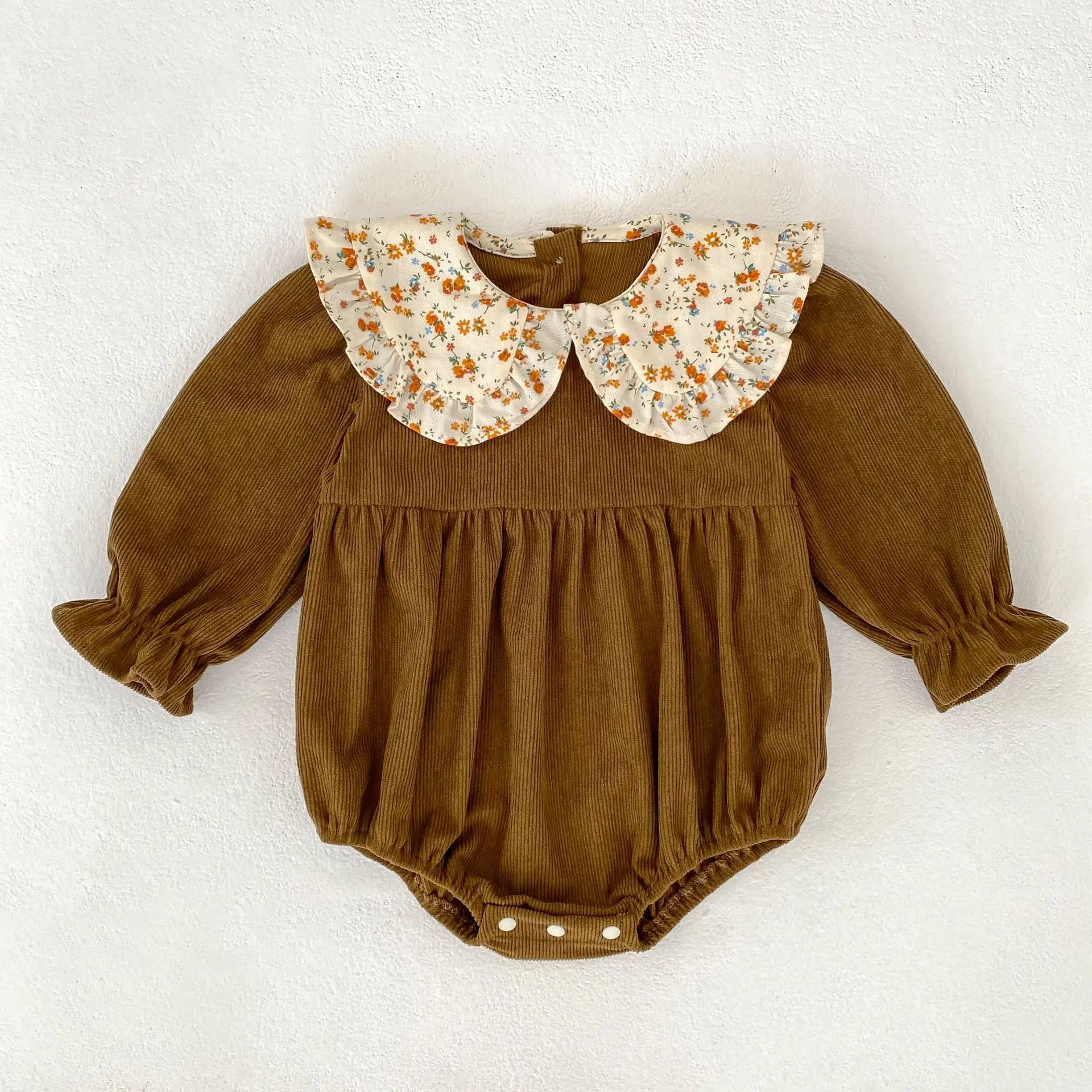 Frühling Vintage Neugeborenen Baby Mädchen Strampler Cord Baby Strampler Infant Floral Body Kleinkind Onepiece Baby Kleidung – Detail 7