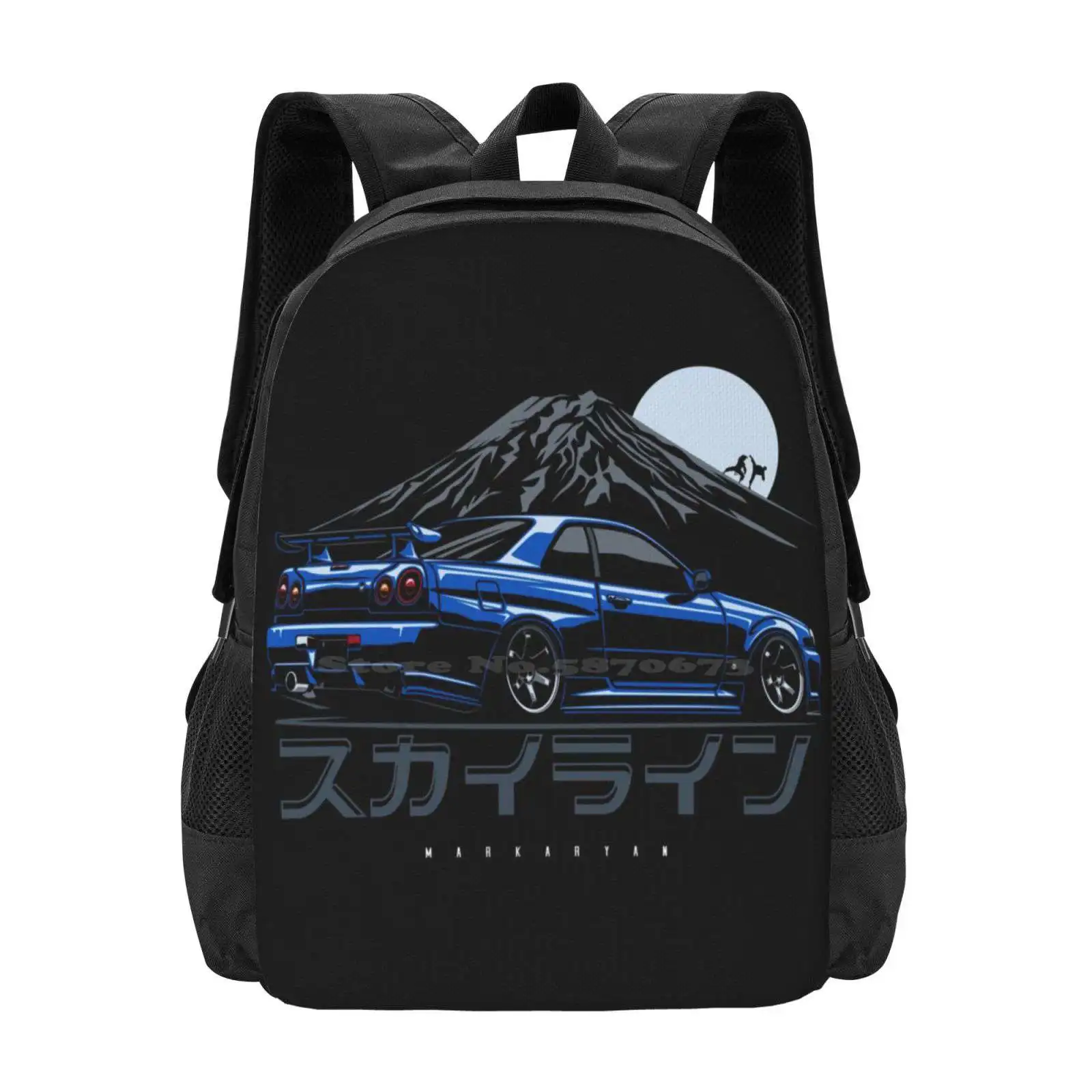 Skyline Gtr R34 Backpack For Student School Laptop Travel Bag Cars Motors Automotive Vehicle Automobile Sportcar Japan Jdm