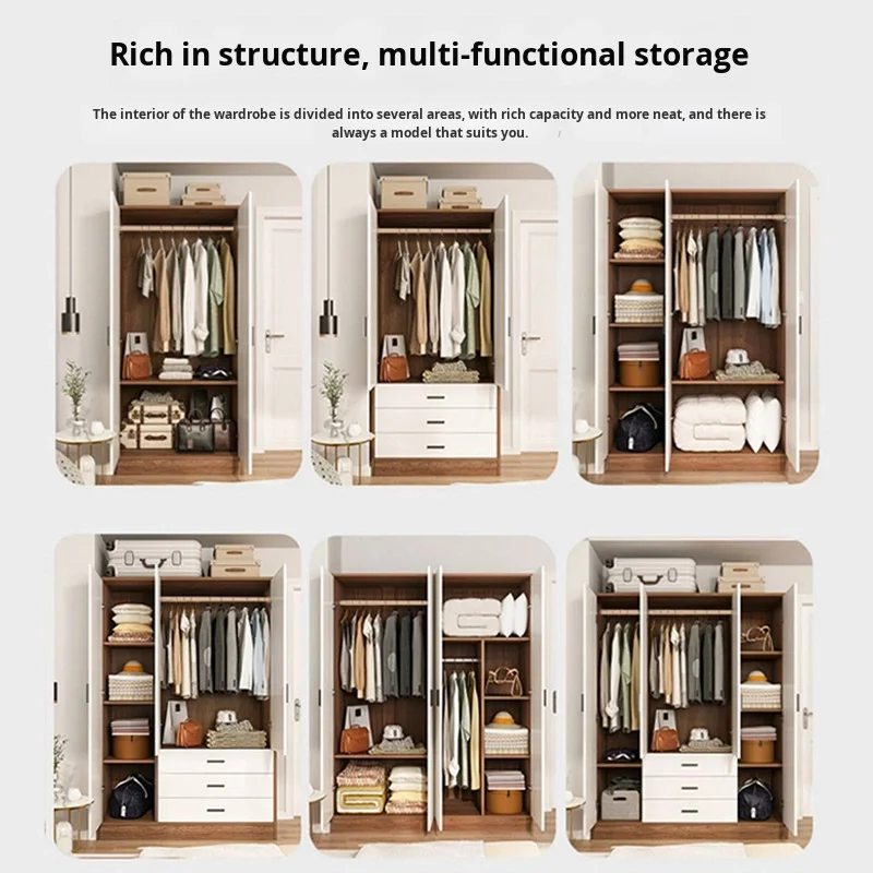 خزانة ملابس حديثة من الخيزران موديل جديد 2024 الأكثر مبيعًا شقة صغيرة غرفة صغيرة أثاث منزلي غرفة نوم تخزين بسيط ببابين #3