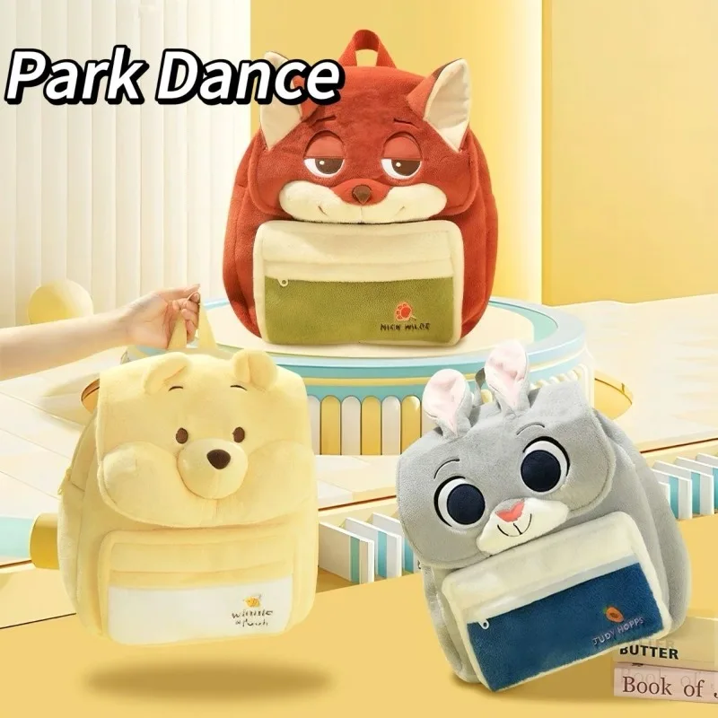 

2026 New Anime Zootopia Judy Nick & Winnie Pooh Cartoon Plush Backpack Large Capacity Kawaii Lovely Bag Perfect Gift for Friends