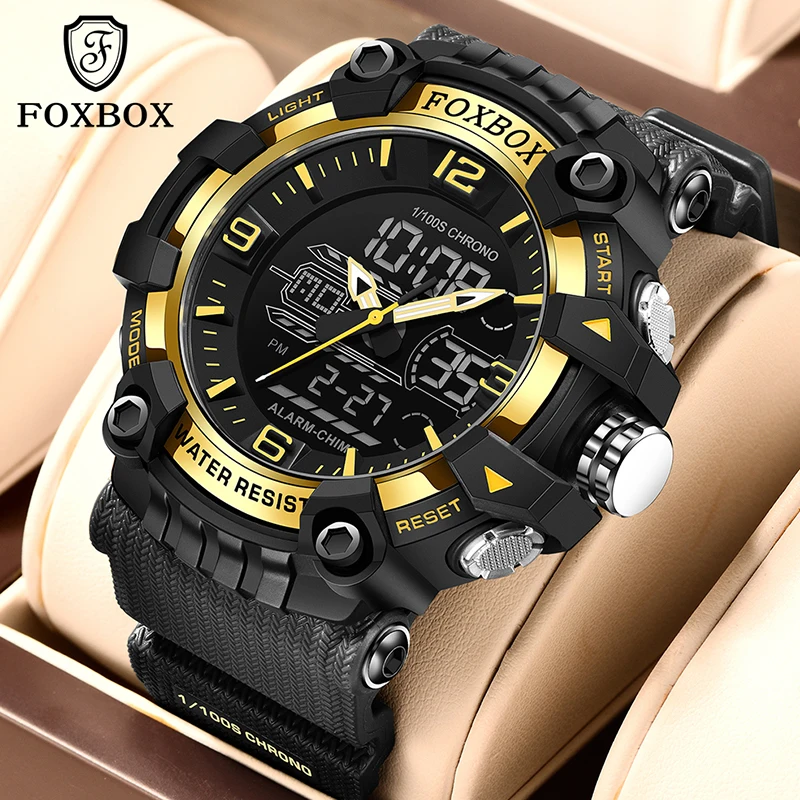 New LIGE Military Watches for Men FOXBOX Luxury Sport Chronograph WristWatch ​Waterproof Quartz Big Clock Digital Male Watch