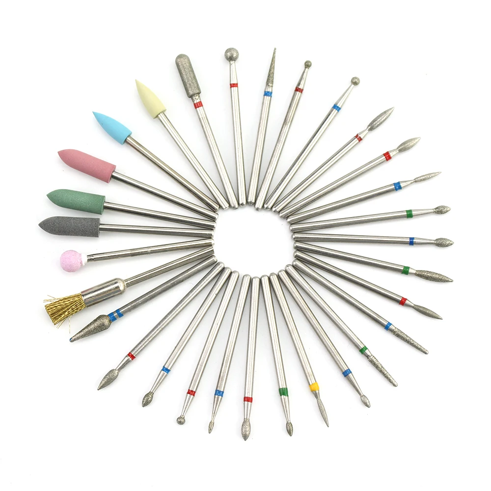 Fresa per unghie elettrica diamantata da 5 pezzi per manicure Set di punte per trapano per unghie Pedicure Accessori per nail art Strumento Rimuovi la pelle morta