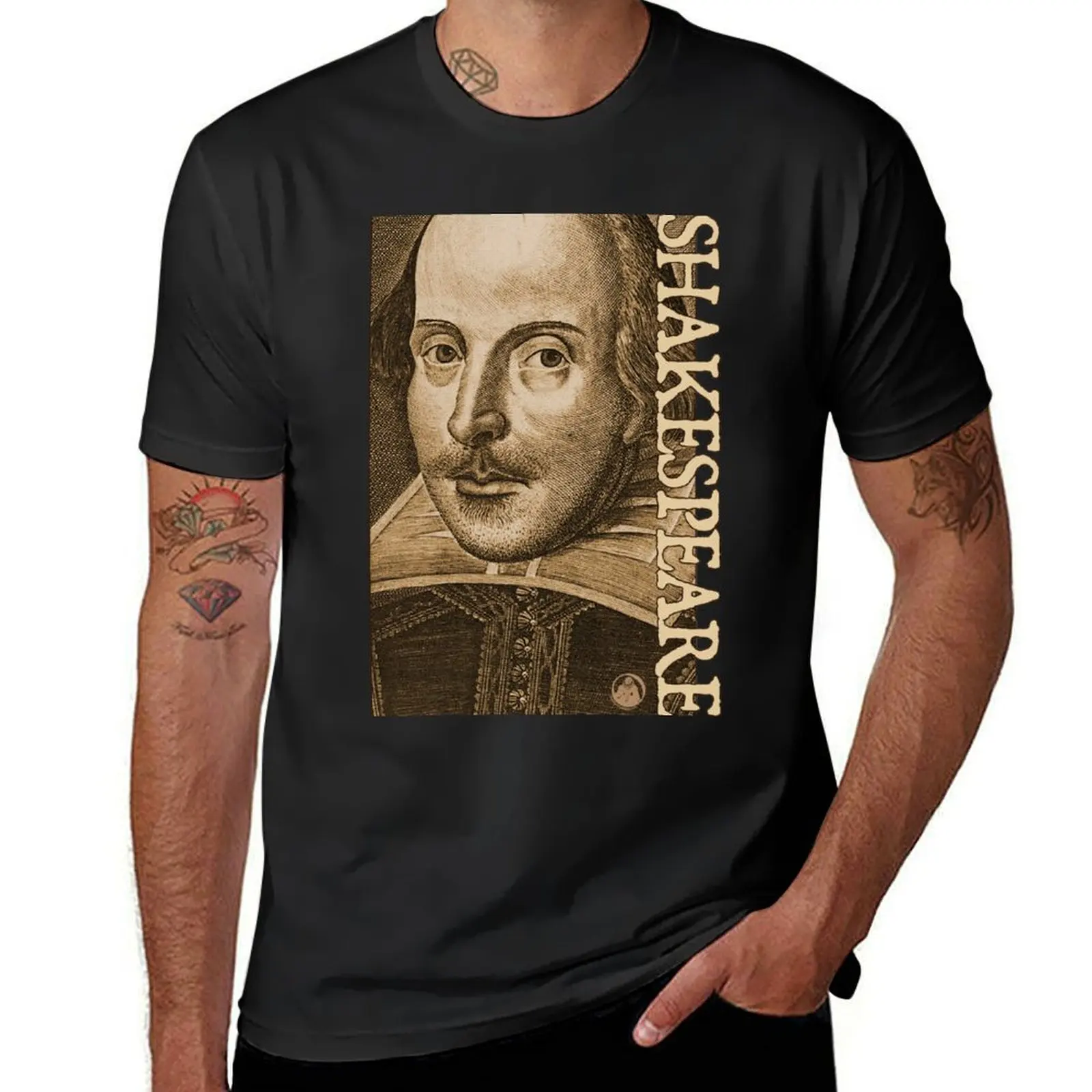 Shakespeare Droeshout Engraving Portrait T-Shirt graphics oversizeds blacks mens white t shirts