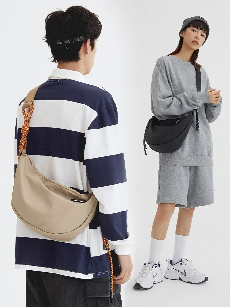 Vaoper Large Capacity Dumpling Shaped Crossbody Bag for Men And Women Commuter Shoulder Bag Casual Leisure Polyester Material