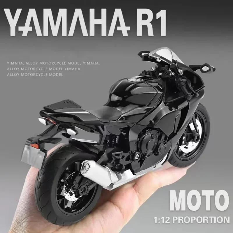 1:12 Yamaha YZF-R1 합금 다이캐스트 오토바이 모델 차량 컬렉션, 소리 및 조명, 오프로드 오토사이클 어린이 장난감 자동차 선물
