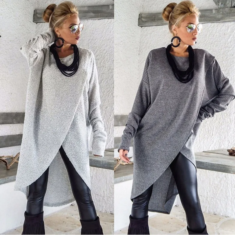 

2026 new in stock women's fashionable round neck irregular loose dress