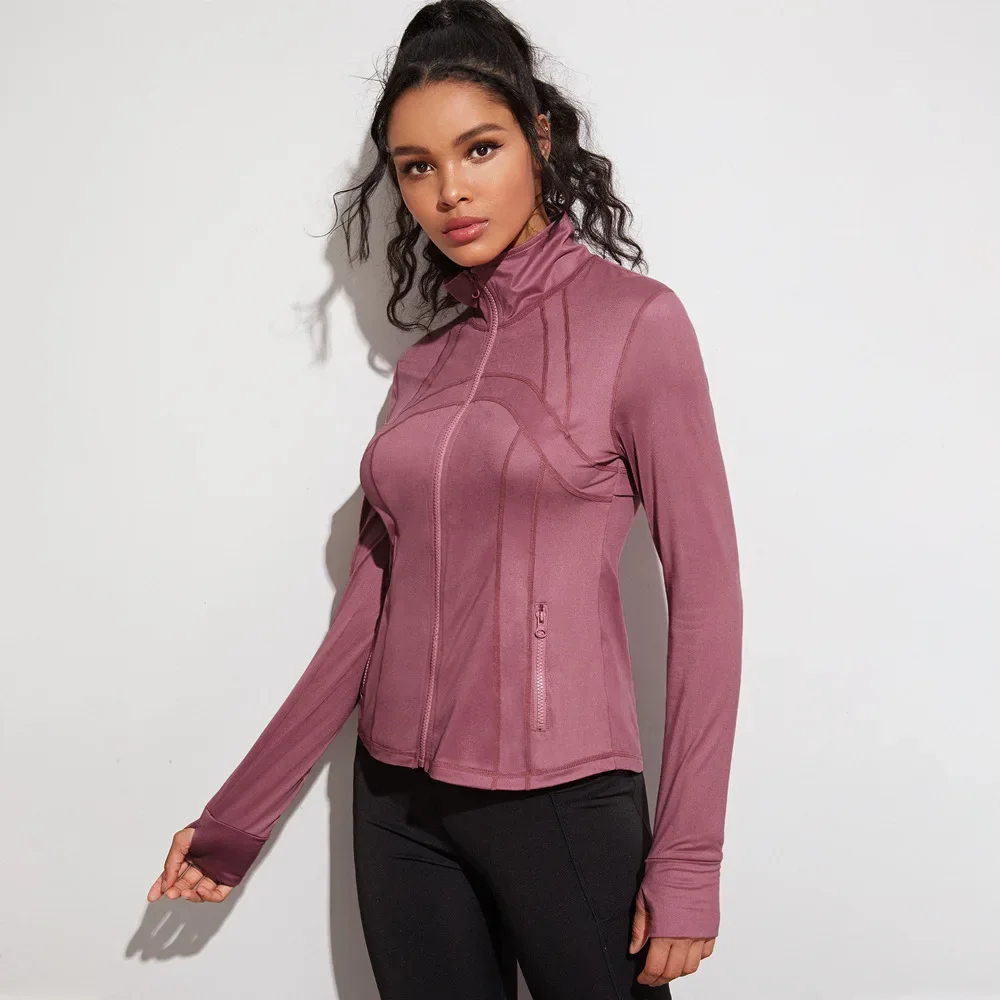 2024 Yoga Sportswear Jacket Sweater Slim Stretch Fitness Suit Outdoor Running Sportswear Pink Sweatshirt Women Zip Up Hoodie