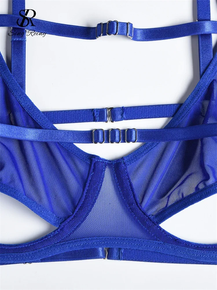 SINGREINY شبكة الجوف خارج الحسية أطقم داخلية جريمي النساء موضة ضمادة غمد ملابس داخلية الإناث المثيرة نادي شير الملابس الداخلية الدعاوى