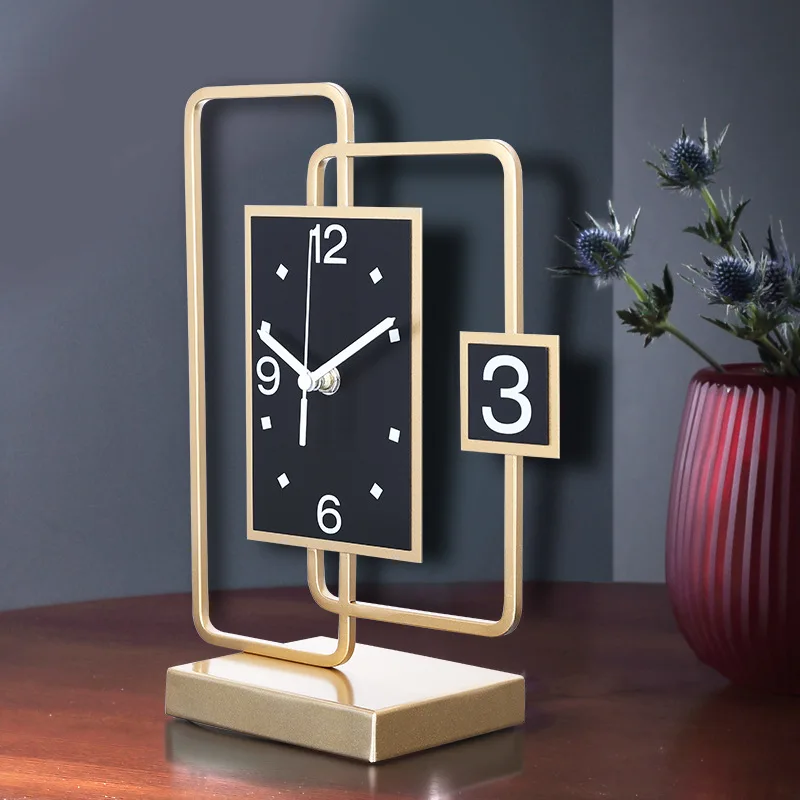 

Luxury Desktop Clock Living Room Modern 3d Wall Clock Metal Gold Clocks Table Watch Desk Clock Relogio De Mesa Home Decoration