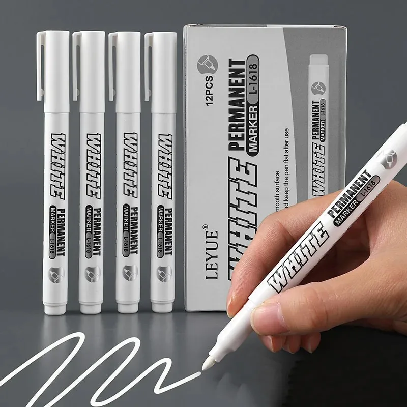 1-5 Stück wasserfester weißer Markierungsstift für Reifenmalerei, Stoff, Holz und Leder – permanenter Alkohol-Farbstift für Graffiti mit öligem Inhalt – Detail 3