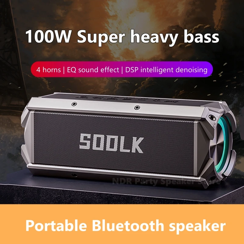 SODLK T200 Wireless Bluetooth Audio Outdoor Car Listening to Music HIFI Sound Quality Subwoofer 100W Portable Mobile Speakers