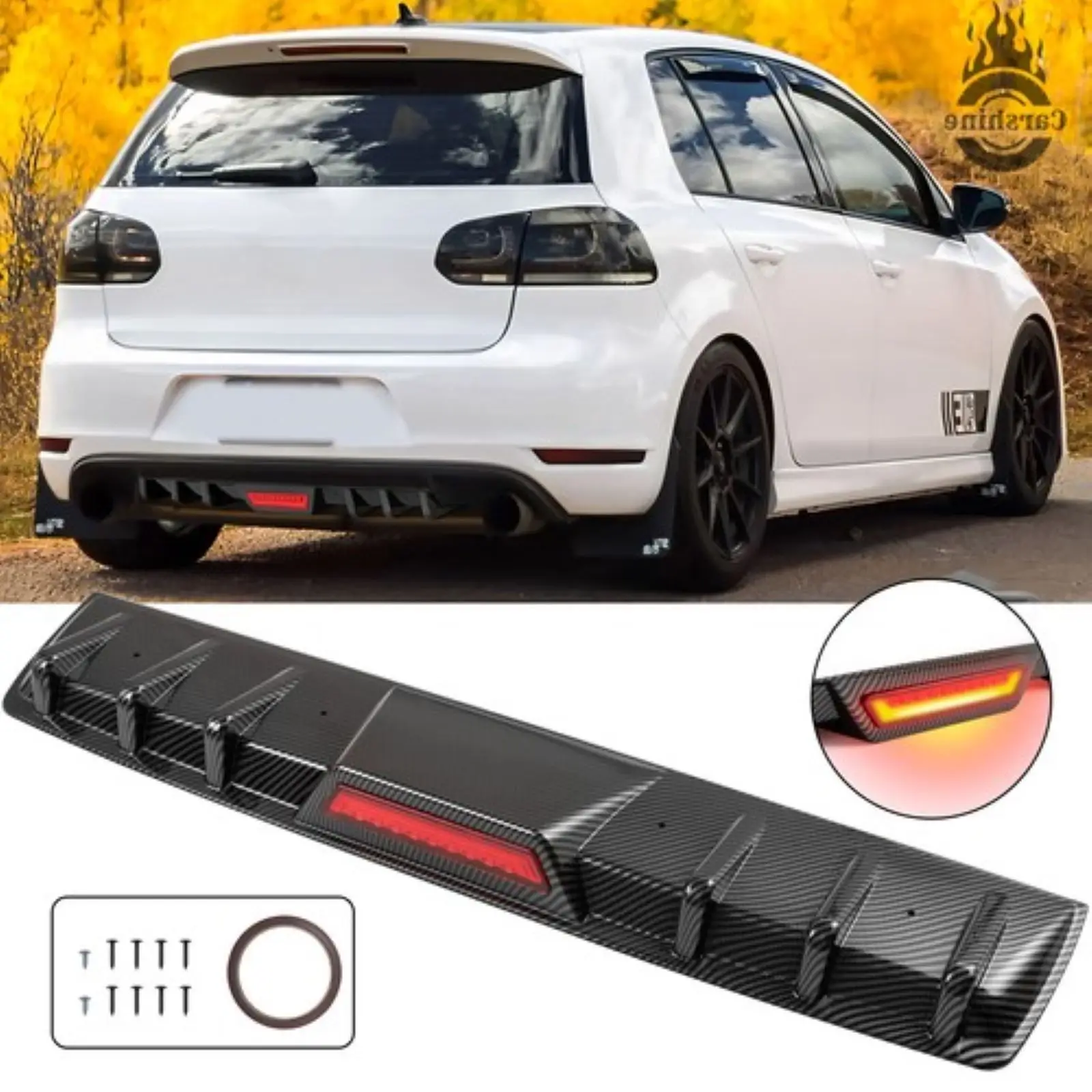 

Для VW JETTA MK5 MK6 MK6.5 MK7 диффузор заднего бампера из углеродного волокна + светодиодный светильник