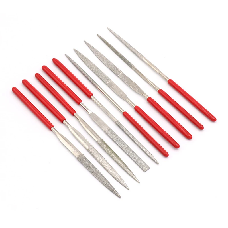 10 Pieces 140mm Diamond Mini File Set Hand Tools Polishing and Grinding Stone Metal Ceramic Glass Files Diamond Drill