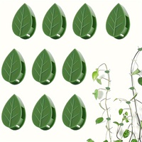 30PCS Leaf-Shaped Self-Adhesive Plant Climbing Wall Clips - Green Plastic Vine Holders and Cable Organizers