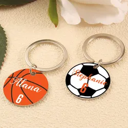 Personalized Basketball Keychain Print Metal Keychain Basketball Tag Name and Number Keychain Custom Metal Keychain Backpack Tag