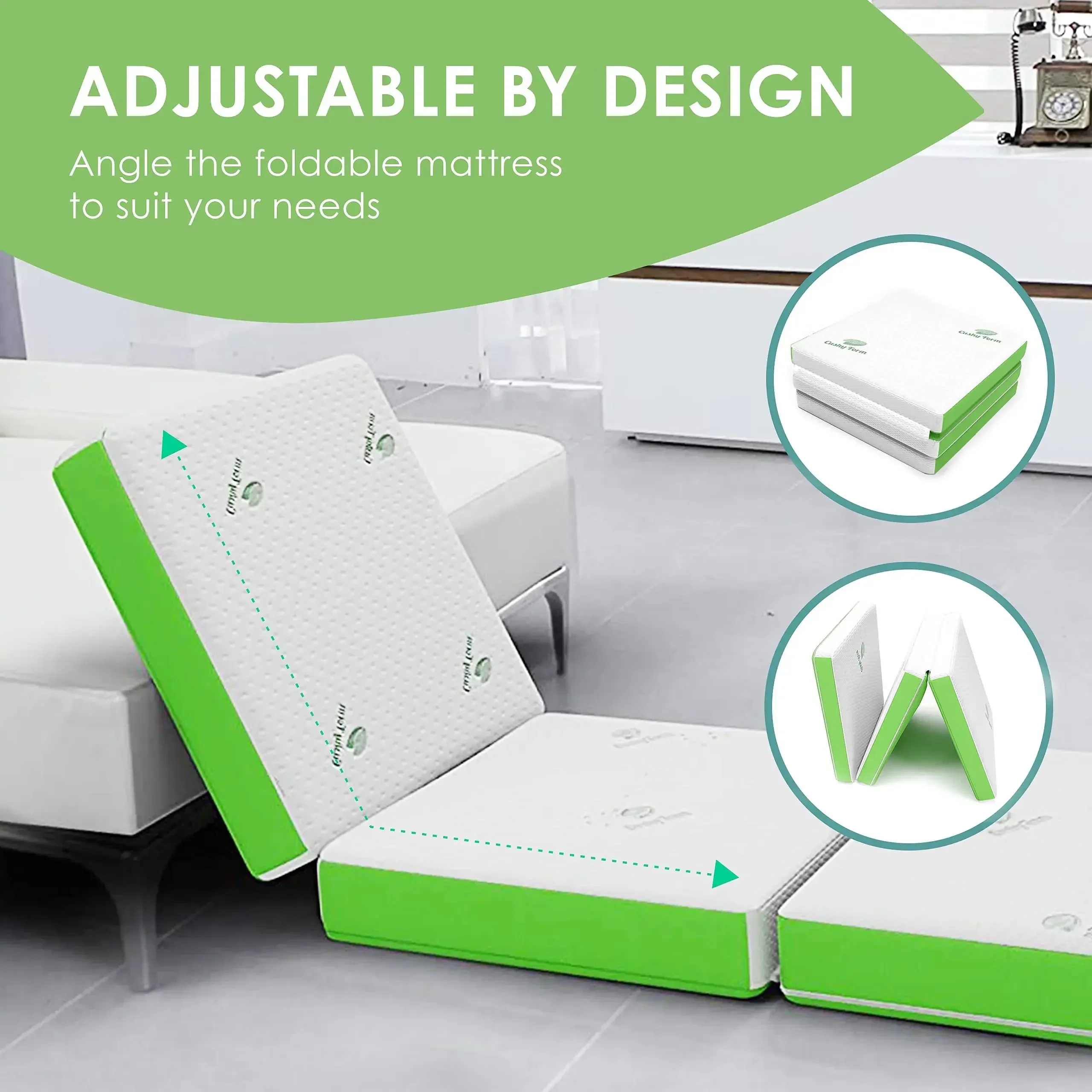 Cushy Form Floor Mattress - Foldable 4 Inch Foam Camping Bed w/Case for Adults & Kids - Folding Portable Bed for Travel, Van, Gu