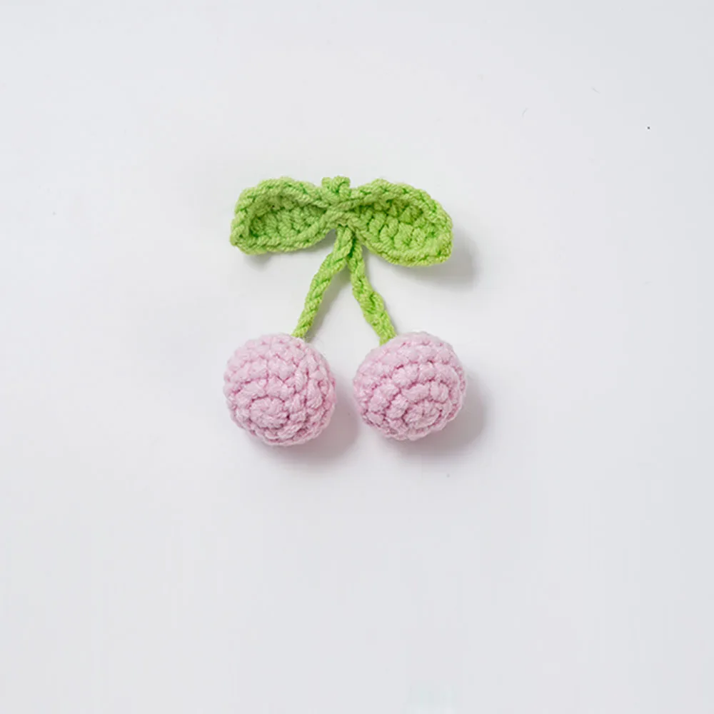 ZHEN-D 100% Handmade Crochet Cherry Hand-knitted cotton wool Brooch Pin Lovely girl kid Clothes Sweater Canvas bag Decoration