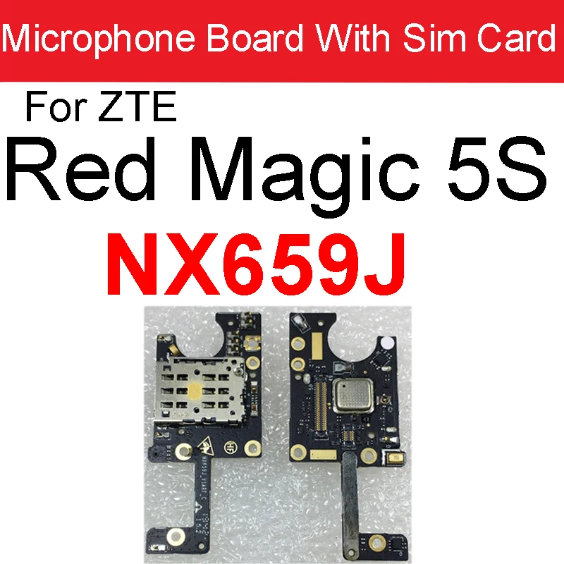 SIM Card phone Board For ZTE Nubia Red Magic 5S 5G NX659J 6Pro 6 NX669J MIC phone Sim Card Tray Holder Replacement