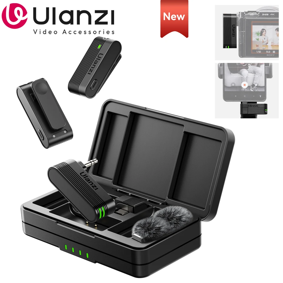 Micrófono inalámbrico de solapa para smartphone Ulanzi A100 para iPhone 16 15 Xiaomi Samsung Dji Action 5 4 3 2 OSMO Pocket 3 SONY