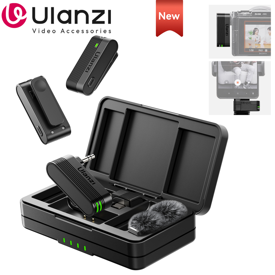  Ulanzi A100 Microphone Smartphone Wireless Lavalier Mic for iPhone 16 15 12 Xiaomi Samsung Dji Action 5 4 3 2 OSMO Pocket 3 SONY 
