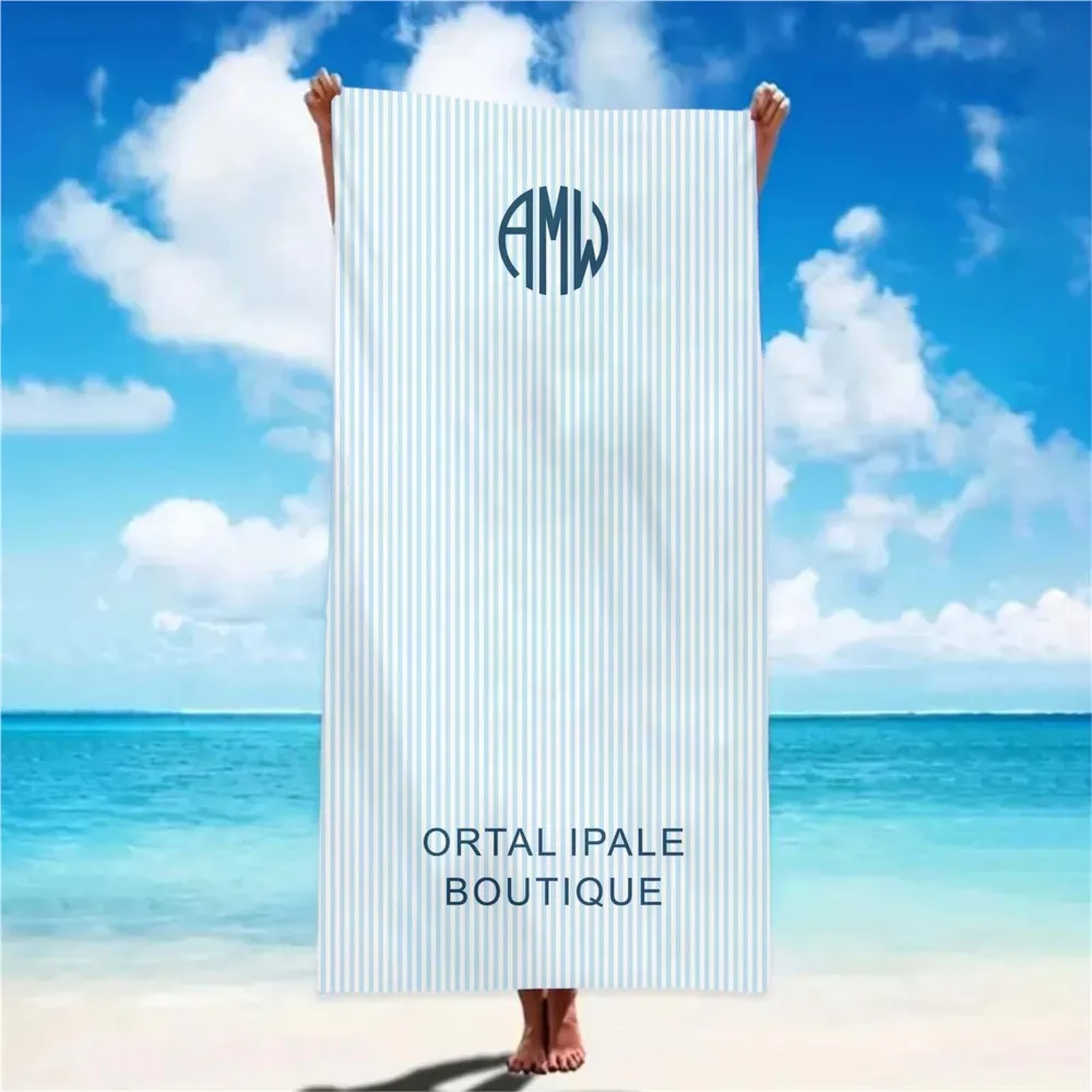 1Pc Personalized Towel Monogram Beach Towel Trip Custom Beach Towel Striped Towel with Name Custom Text Towel Preppy Beach