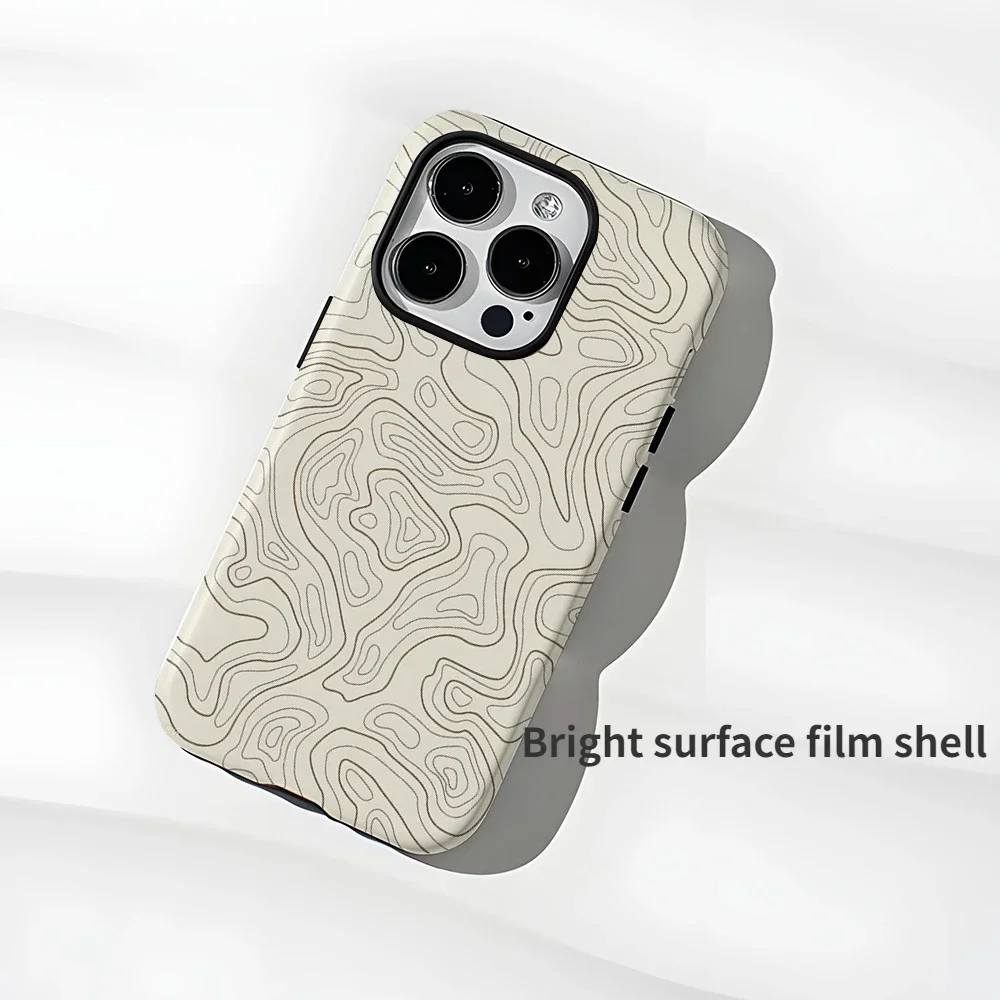 Wave Pattern Suitable for iPhone 16 Double-layer 2-in-1 Phone Case 15promax Frosted 14pro Anti Drop 13 12 Xs Xr Protective Cover