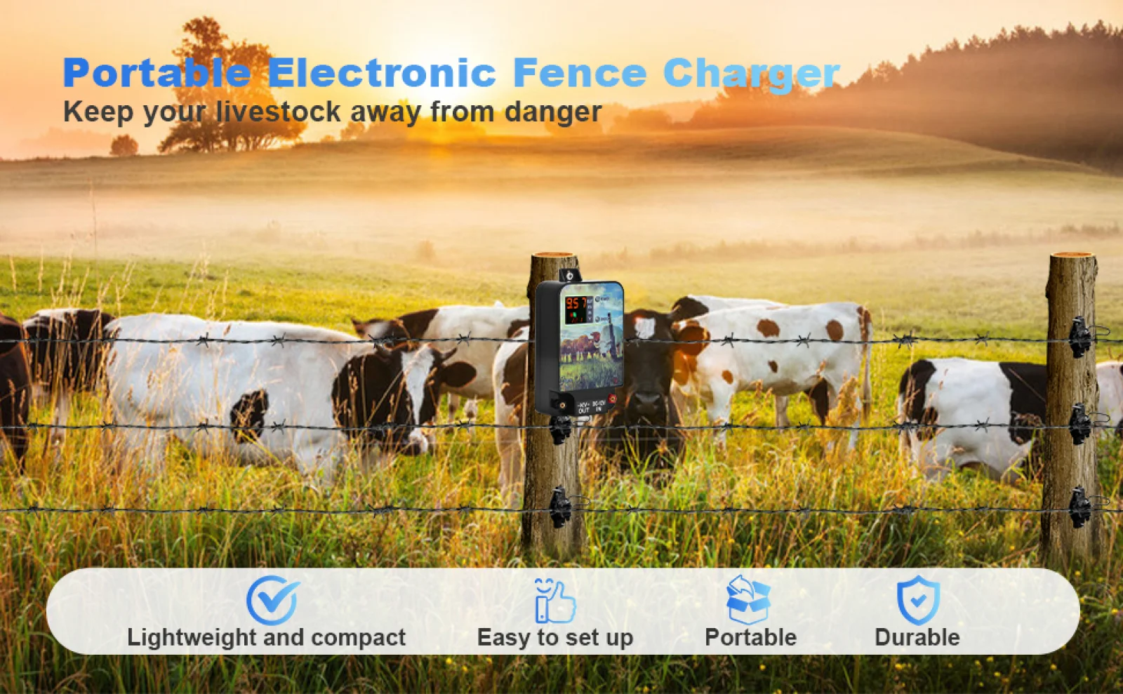 10KM 12KV Electronic Energizer Electronic Fence Charger for Livestock Sheep Cattle Horse Poultry Fence Farm Tool Without Alarm