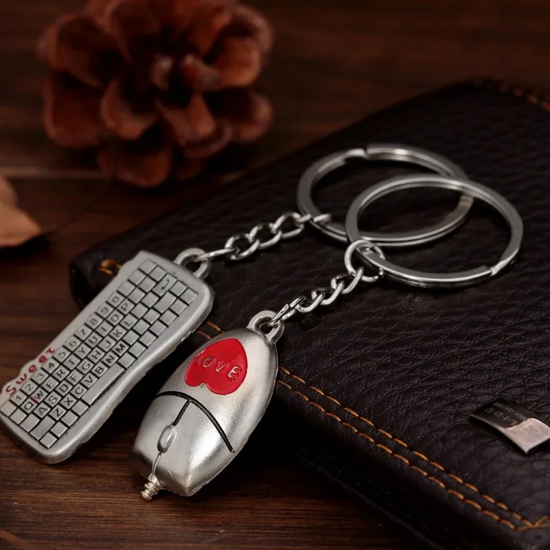 1 pair Fashion Mouse And keyboard Pendant Keyring Keychain Keyfob Lover Gift New