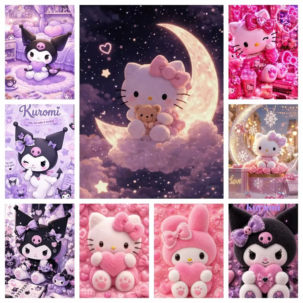 500/1000/1200/2000 PCS Sanrio Cute Kulomi and Hello Kitty Puzzle Creative Puzzle Jigsaw Birthday Gifts Home Decor Unique Gifts