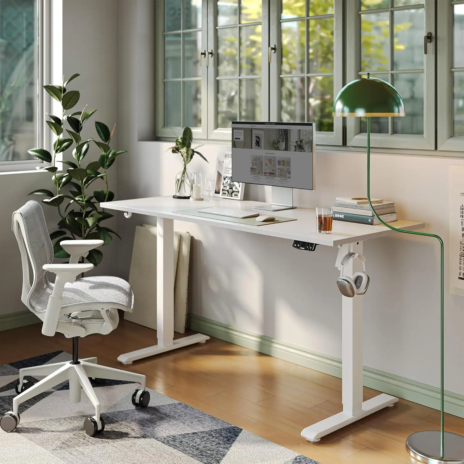 

Electric Standing Desk, 55 x 24 Inches Height Adjustable Desk, Sit Stand up for Work Office Home, Ergonomic Rising Computer Tab