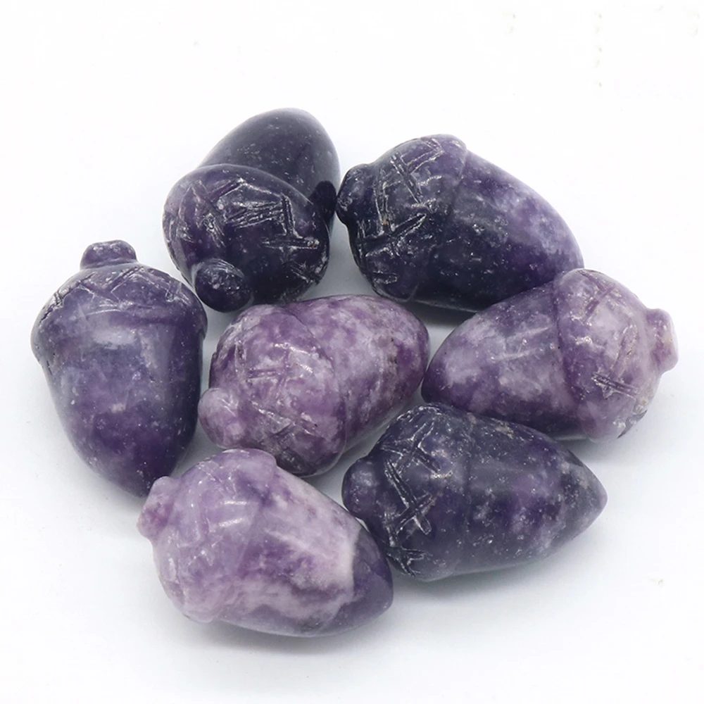 5pcs MIni Hazelnut Natural Crystal Beads Pine Nuts Natural Agate Quartz Healing Mineral Gem Home Decoration Ornament 26x18mm