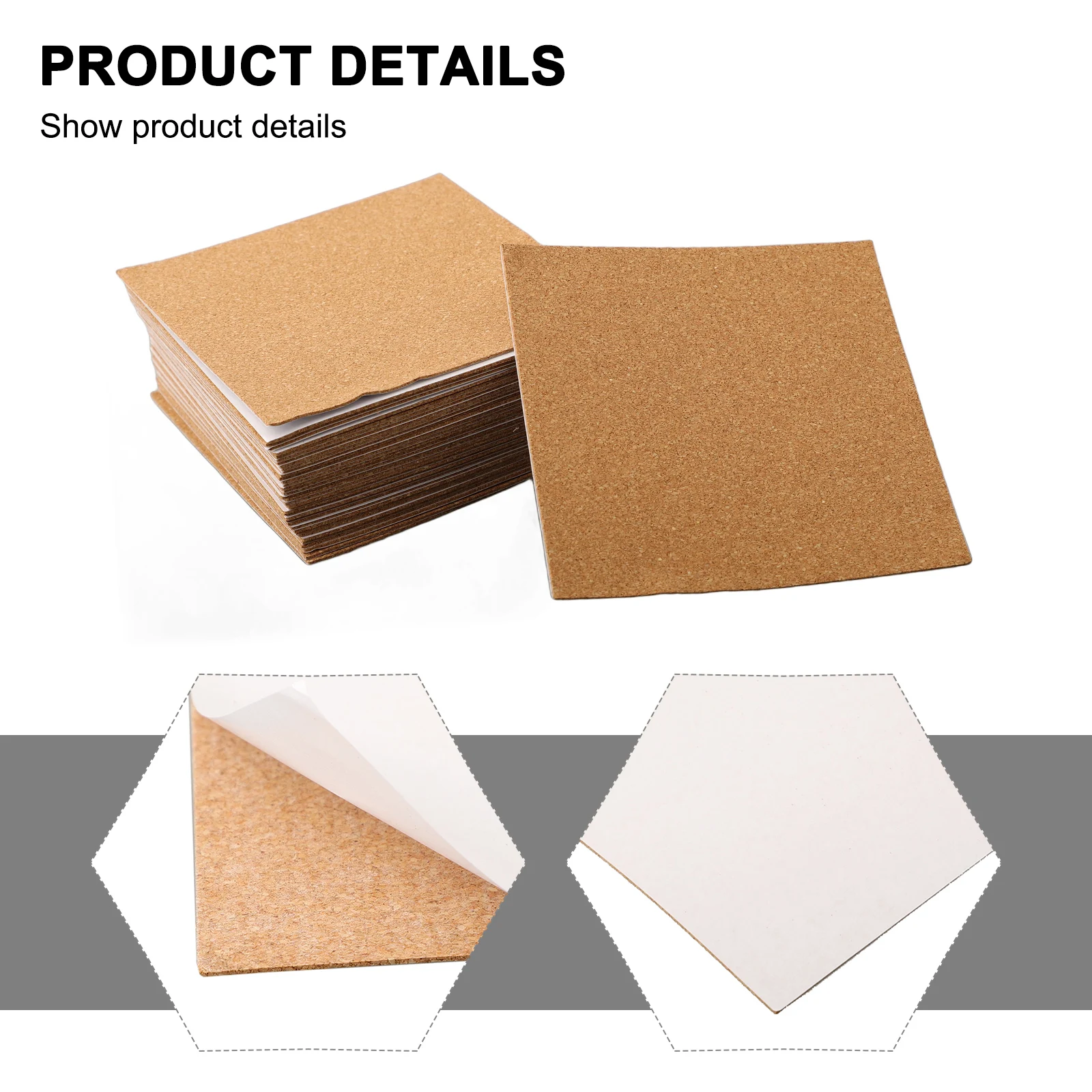 Useful Hot Sale Applied In Office Square Cork Mat 100 X 100 X 1mm 100MM Thickness 40pc Cork Non-slip Self-adhesive