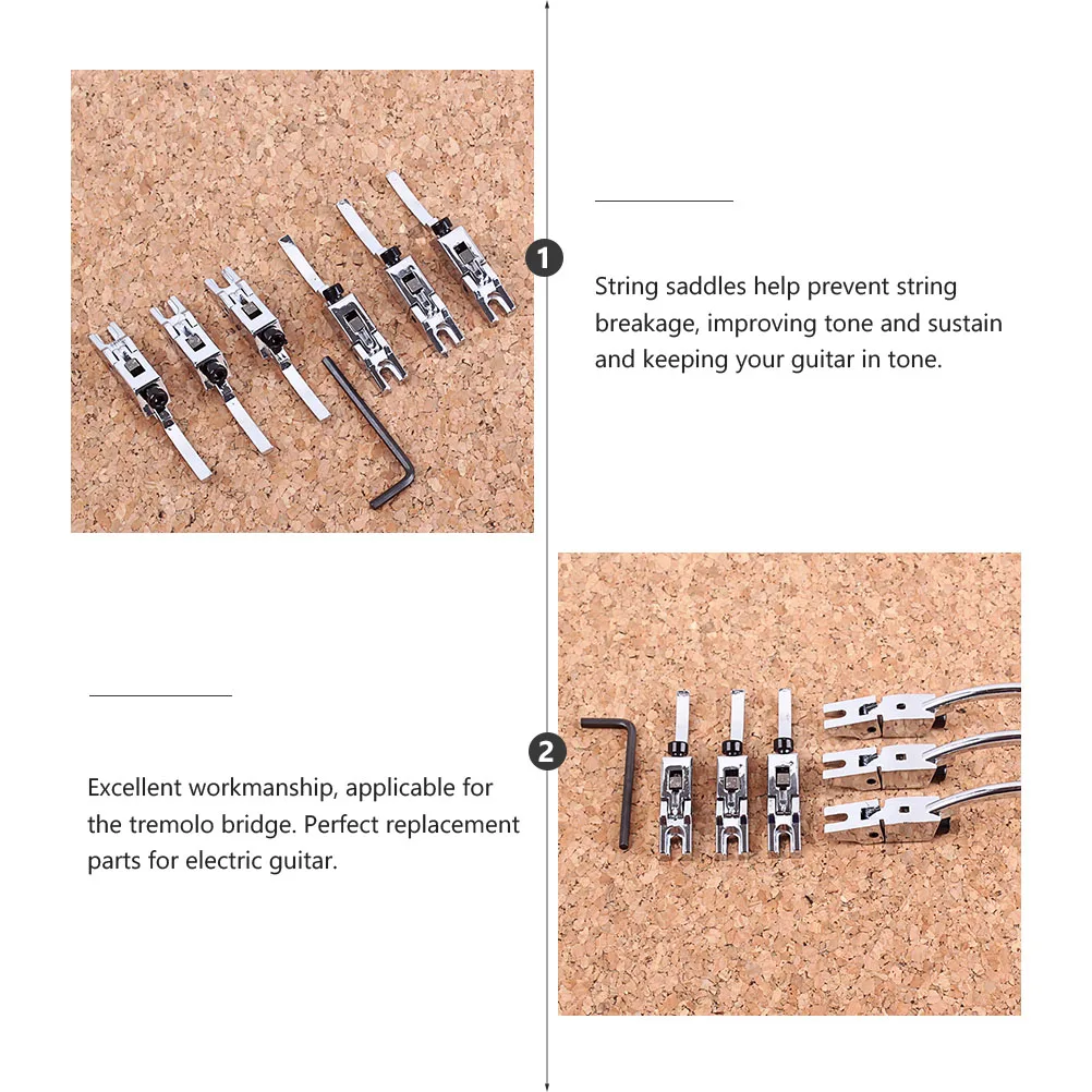 

6 Pcs Bridge Saddles Electric Guitar Tremolo Bridge String Locking System Sustain Parts Accessories Durability Tone Improvement