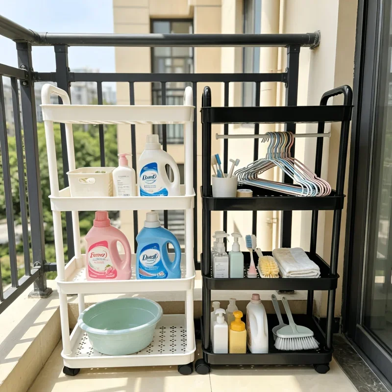 1 PCS multi-purpose Four Story Movable Storage Rack Kitchen Bathroom Rack Living Room Bedroom Floor Multi-layer Storage Cart