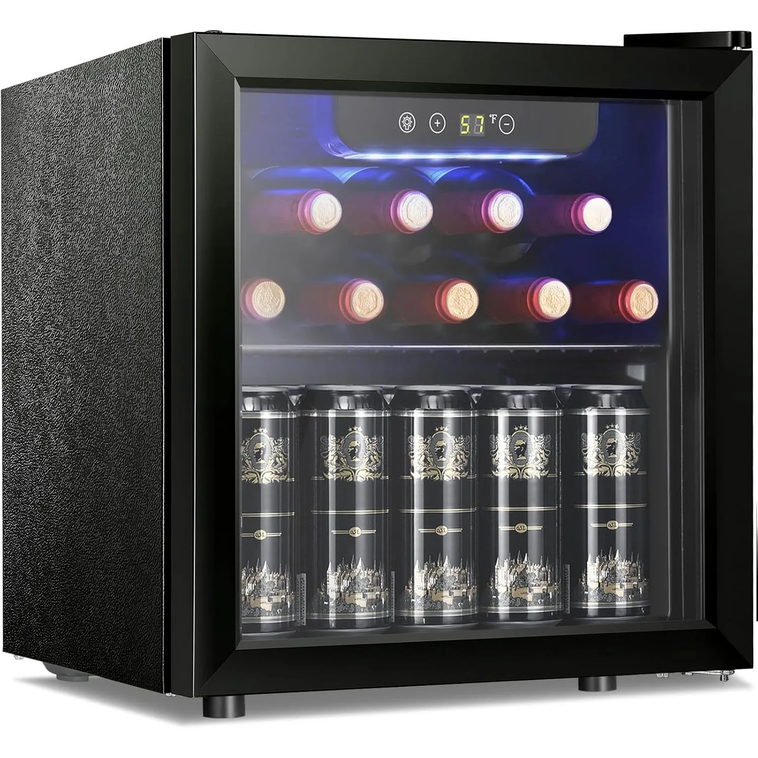 

12 Bottle/48 Can Mini Fridge Cooler - Beverage Refrigerator Glass Door for Beer Soda Wine, Small Drink Dispenser