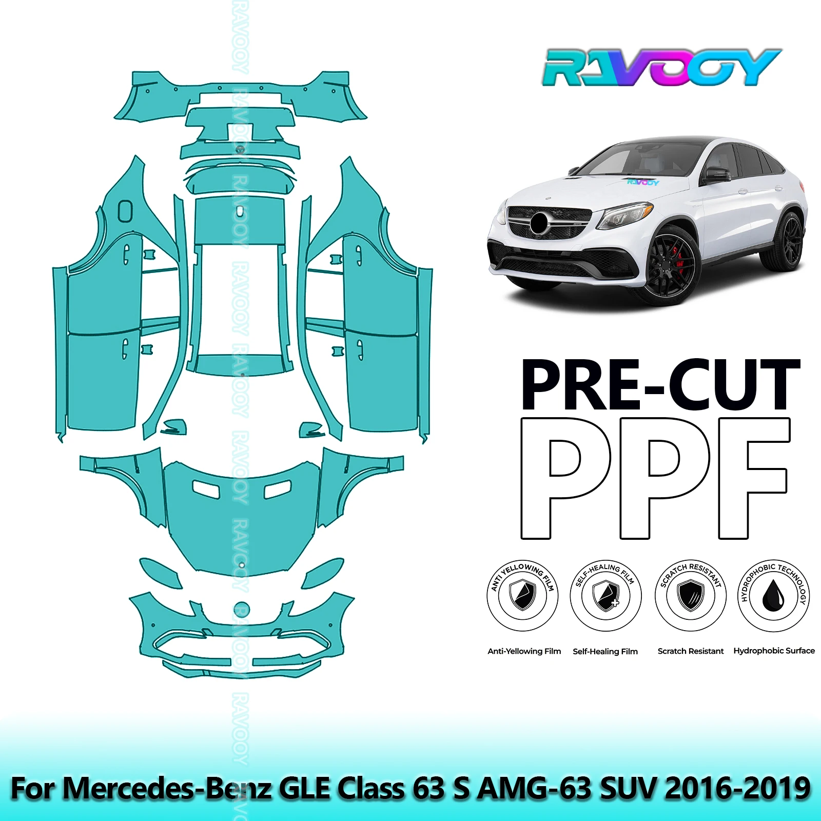

Full Vehicle Clear Bra Precut PPF Paint Protection Film For Mercedes-Benz GLE Class 63 S AMG-63 SUV 2016-2019