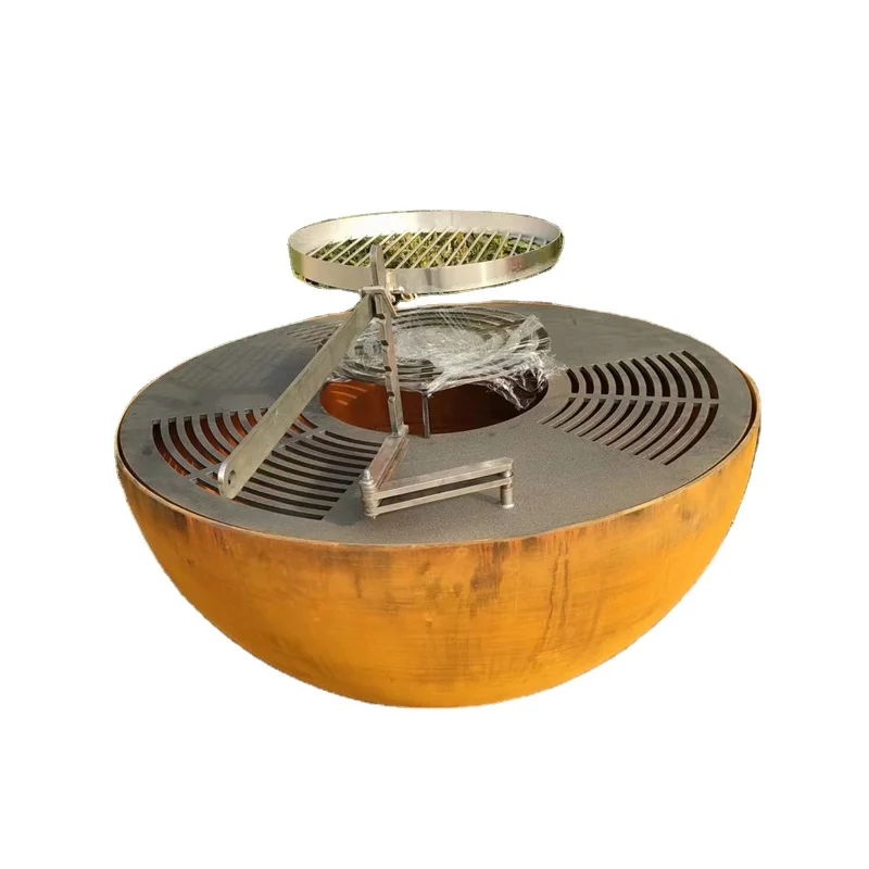 

Corten Steel Bbq Fire Pit Corten Steel Bbq Fire Pit Wood Storage Corten Steel Metal Bbq for Backyard