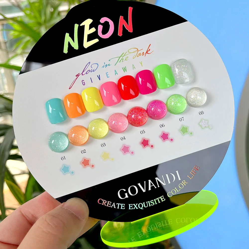 8 個発光ジェルネイルポリッシュセットダーク蛍光 UV LED ジェルとカラーサンプル半永久ソークオフジェルワニス 15 ミリリットル
