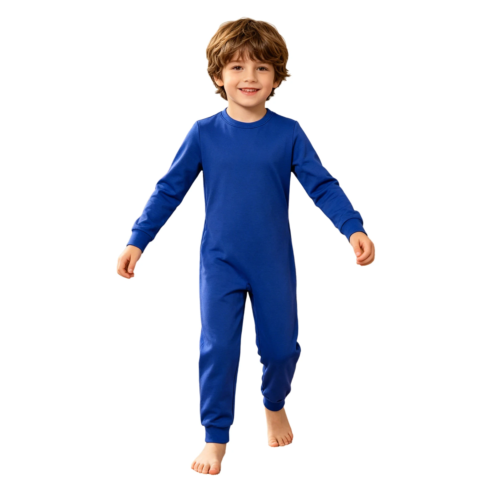 3pcs Unisex Kids Boys Girls Special Needs Adaptive Clothing Round Neck Long Sleeve Back Invisible Zipper Cotton Jumpsuit
