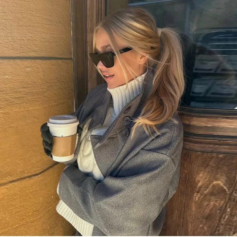 ストリートレディースショートウールコートスタンドカラーシングルブレスト長袖ポケットジャケット2026秋レディースカジュアル通勤アウター