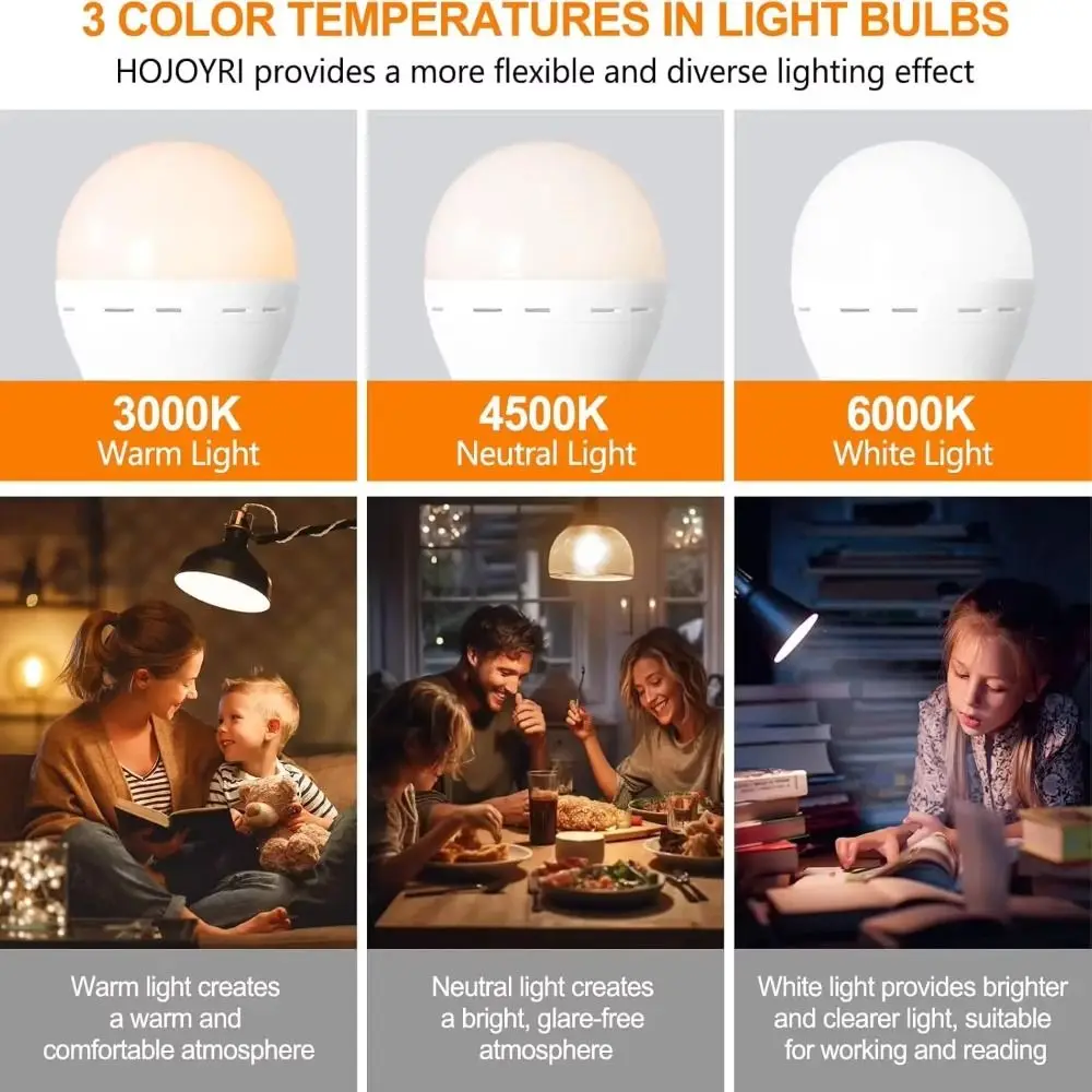 Portable 3 Color Remote USB Led Bulb Smart Cordless E27 Bulbs Dimmable with Timing Rechargeable Light Bulb