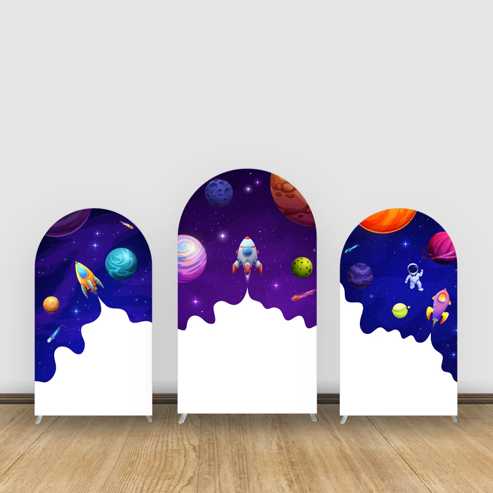 

Birthday Two Years Balloon Arch Stand Fabric Elastic Backdrop Cover Boys Birthday Party Astronaut Theme Decoration Background