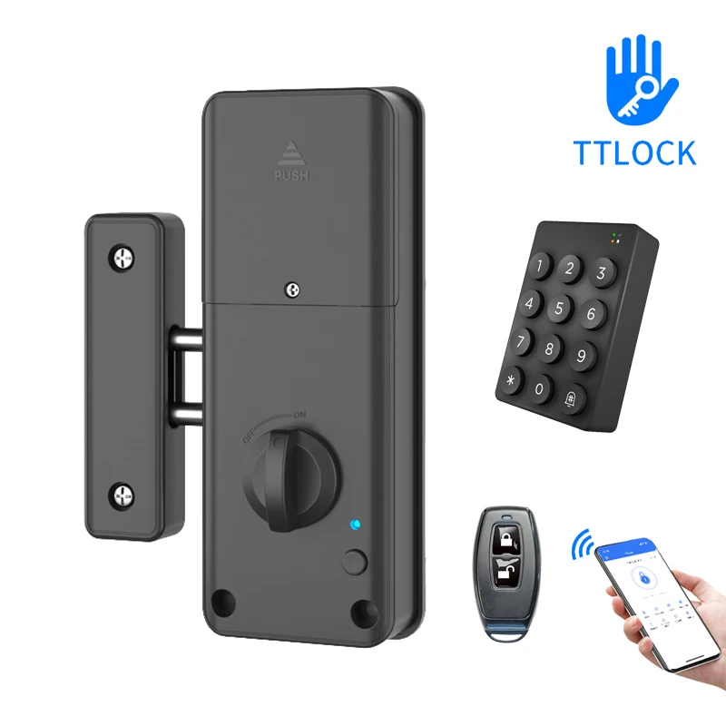 TTLock APP Remote Control Automatic IC Card Motor Lock Invisible No Drill Hole Installation For Wooden Door