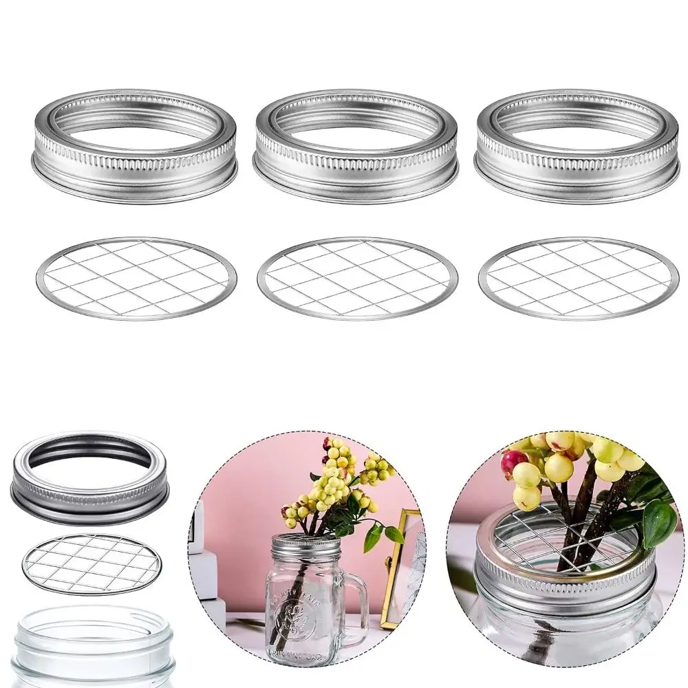 1pc Mason Flower Jar Lid Flower Organizer Lid with Square Grids Insert Mason Grid for Mason Jars Space Saving