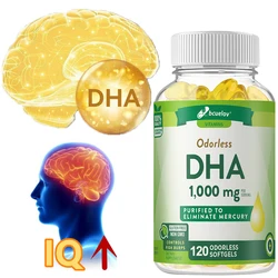 DHA Supplement 1000 mg - 120 Softgels, Wild Caught Fish Oil Omega-3 Supplement, Brain Booster, Non-GMO, Gluten-Free